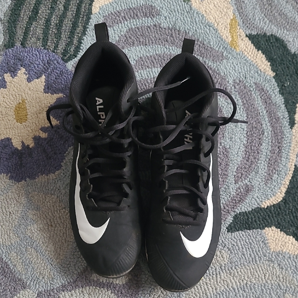 Nike Football Cleats - Black with White Swoosh - Size 11